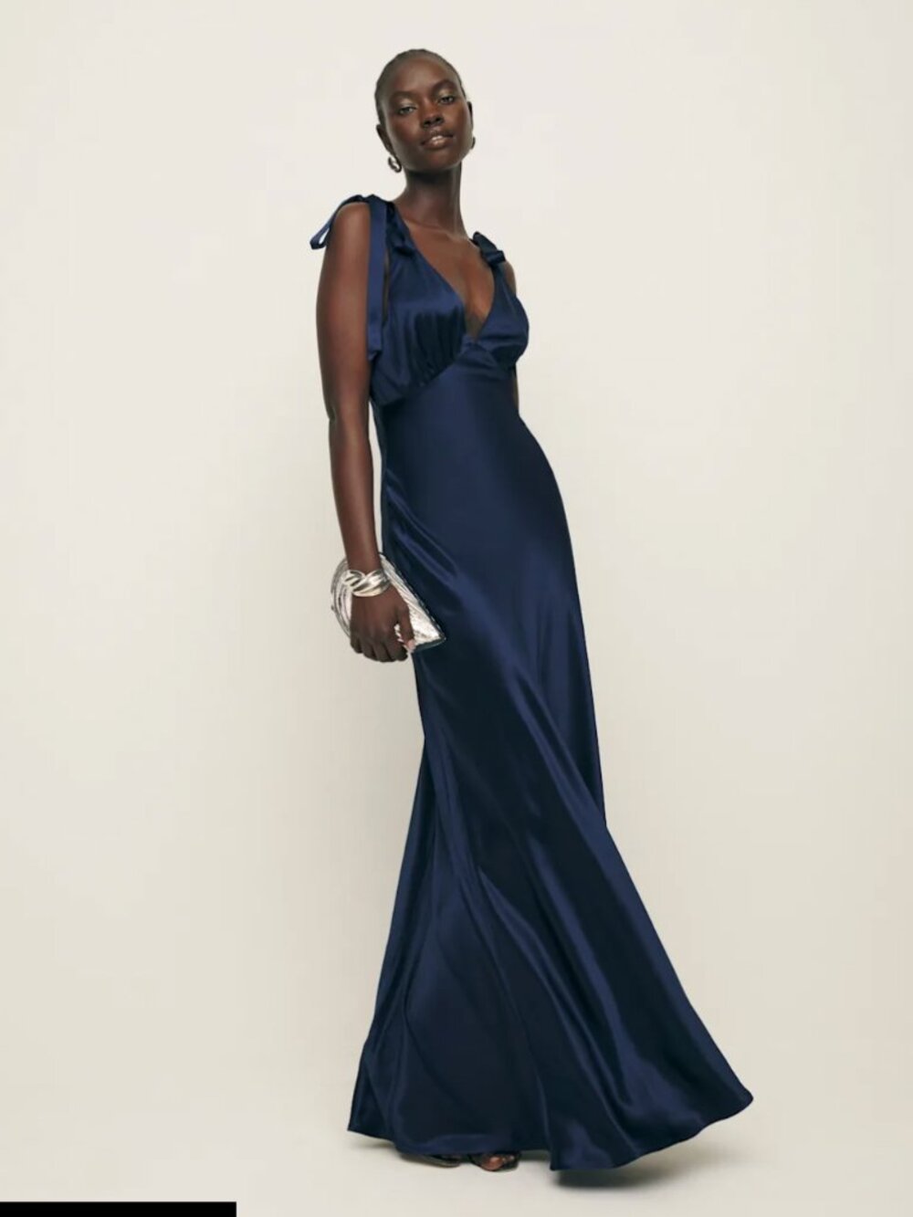 Reformation Pernille Silk Dress - Navy